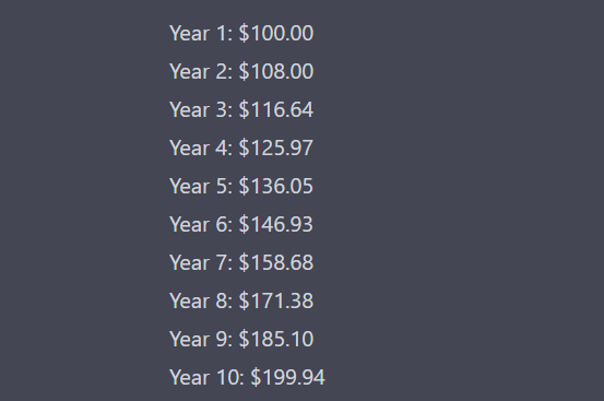 10 year 8 percent compounding