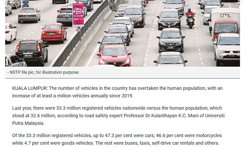 malaysia car population