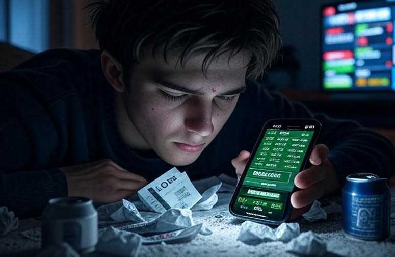young man on sports betting